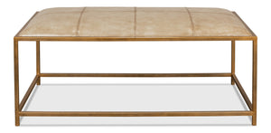 Sarreid Montvale Coffee Table/Bench - Luxurious Antiqued Vellum Finish With Leather And Iron Accents Beige  40578