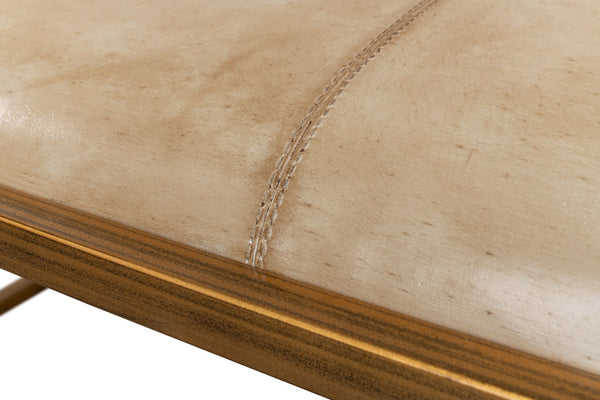 Sarreid Montvale Coffee Table/Bench - Luxurious Antiqued Vellum Finish With Leather And Iron Accents Beige  40578