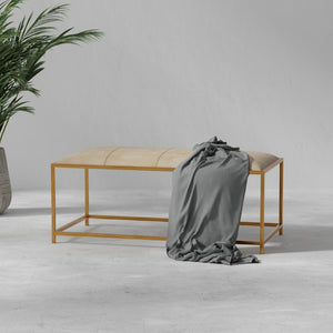 Sarreid Montvale Coffee Table/Bench - Luxurious Antiqued Vellum Finish With Leather And Iron Accents Beige  40578