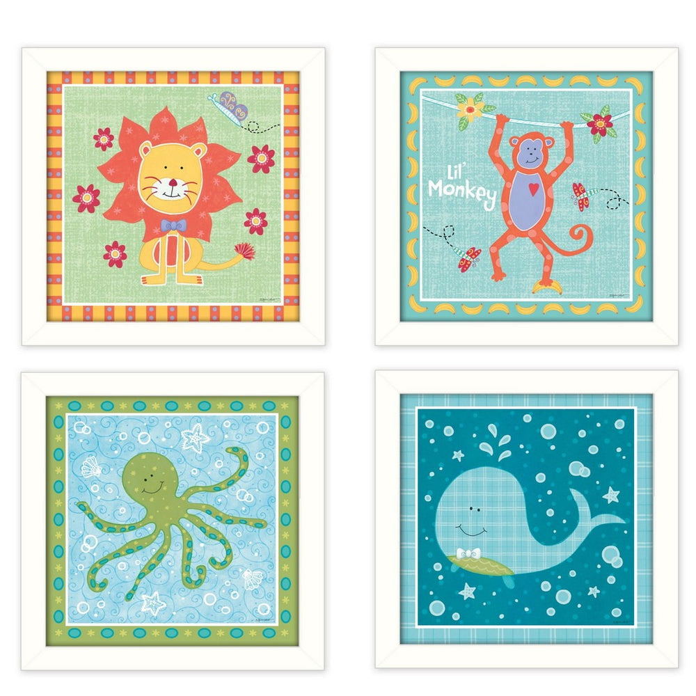 HomeRoots Set of 4 Rectangle Whale Art Prints - Coastal Decor for Living Rooms and Contemporary Spaces 405793