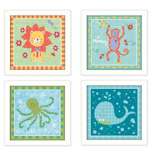HomeRoots Set of 4 Rectangle Whale Art Prints - Coastal Decor for Living Rooms and Contemporary Spaces 405793