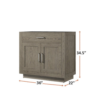English Elm Grey Grey Oak Single Bath Vanity 36-in W x 22-in D Midcentury Freestanding Single Sink Cabinet Soft-Close Storage B2731P257677