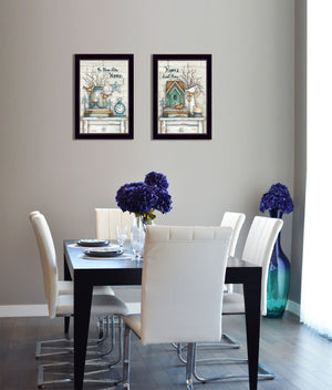HomeRoots Set of 2 Framed Rectangle Paper Art Prints - Modern Countryside Decor for Home & Office Spaces 405794
