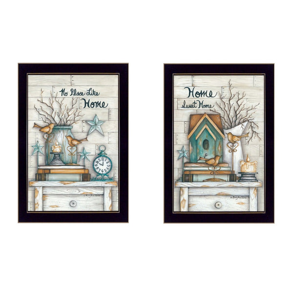 HomeRoots Set of 2 Framed Rectangle Paper Art Prints - Modern Countryside Decor for Home & Office Spaces 405794