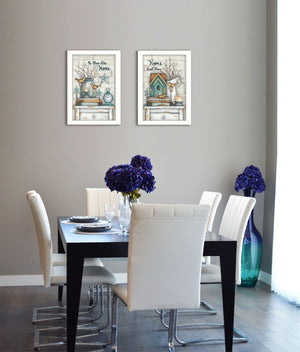 HomeRoots Set of 2 Framed Paper Prints - Charming Countryside Block-Print Art for Stylish Home Decor Spaces 405795