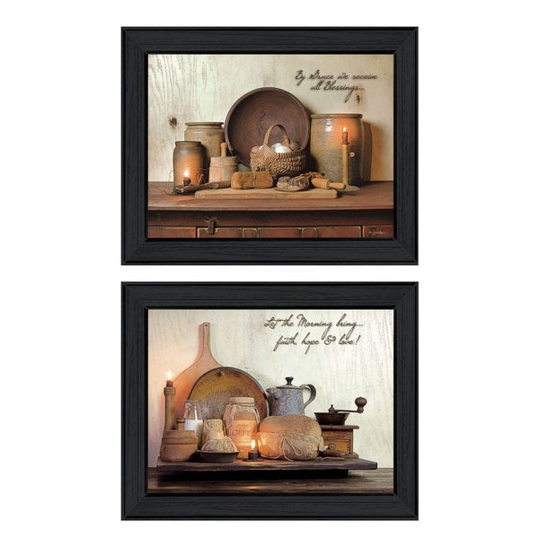 HomeRoots Set of 2 Stylish Rectangular Art Prints - Modern Countryside Decor for Living Room & Office Spaces 405798