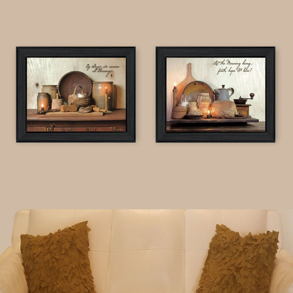 HomeRoots Set of 2 Stylish Rectangular Art Prints - Modern Countryside Decor for Living Room & Office Spaces 405798
