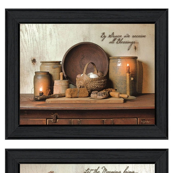 HomeRoots Set of 2 Stylish Rectangular Art Prints - Modern Countryside Decor for Living Room & Office Spaces 405798