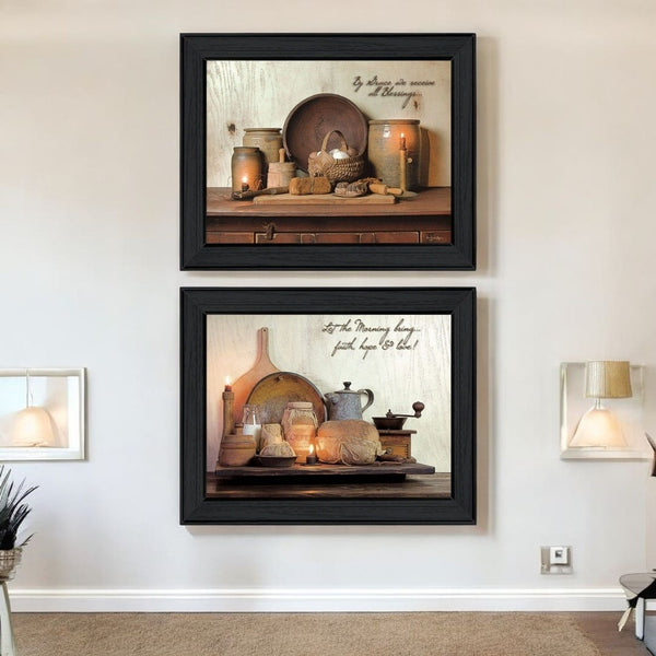HomeRoots Set of 2 Stylish Rectangular Art Prints - Modern Countryside Decor for Living Room & Office Spaces 405798