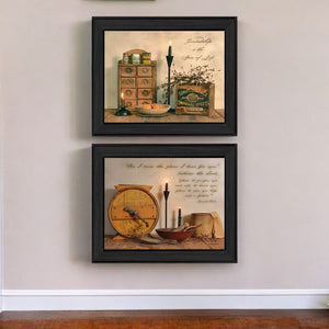 HomeRoots Set of 2 Rectangle Paper Prints - U.S. States & Territories Art in Sleek Black Frames for Modern Decor 405799