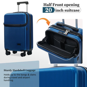 English Elm Luggage 5 Piece Hardside Abs Set with Front Access Carry on and Tsa Spinner Wheels Blue N732P391579C
