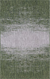 Unique Loom Outdoor Modern Ombre Machine Made Abstract Rug Green, Ivory 5' 1" x 8' 0"