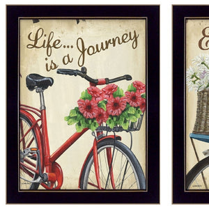 HomeRoots Set of 2 Rectangular Floral Prints in Black Frames - Modern Wall Art for Any Room Decor 405802
