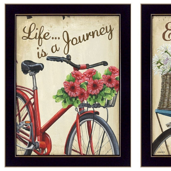 HomeRoots Set of 2 Rectangular Floral Prints in Black Frames - Modern Wall Art for Any Room Decor 405802