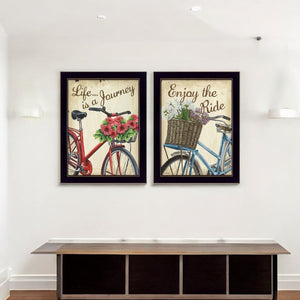HomeRoots Set of 2 Rectangular Floral Prints in Black Frames - Modern Wall Art for Any Room Decor 405802