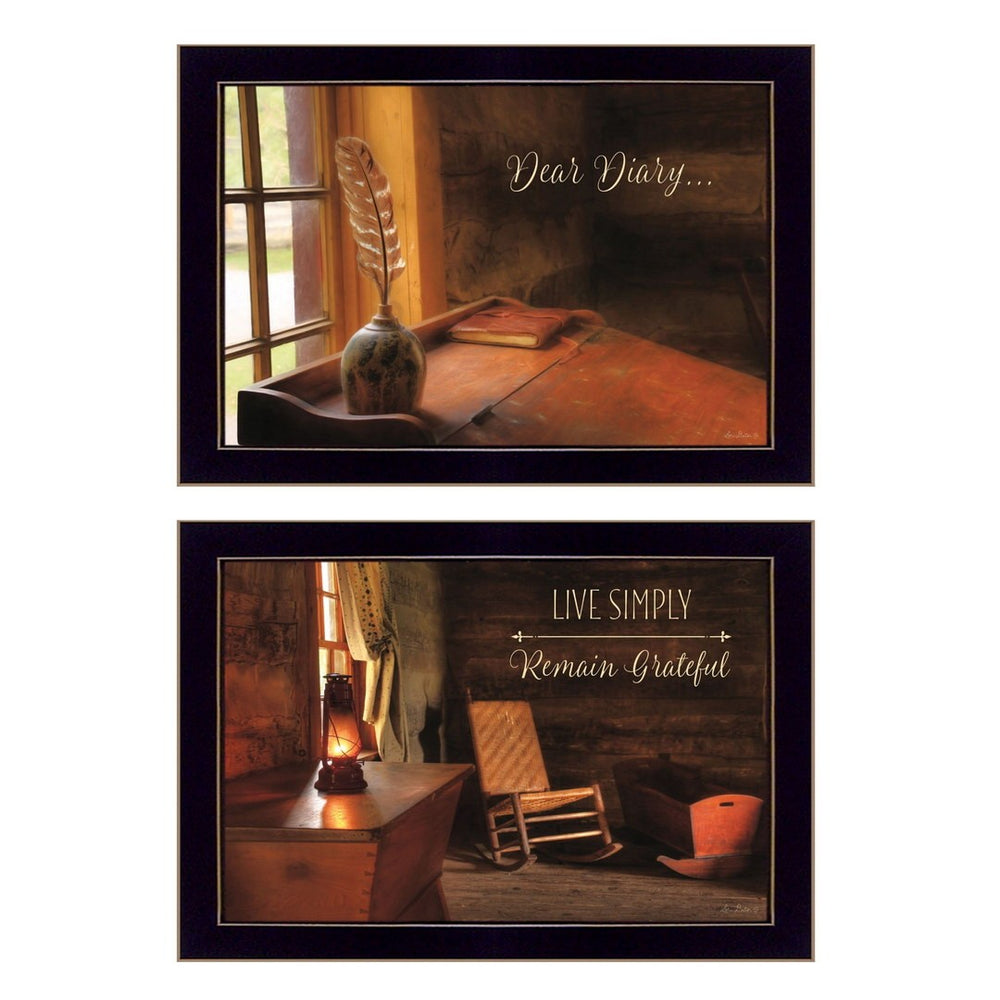 HomeRoots Set of 2 Framed Rectangular Art Prints - Modern Block-Print Decor for Stylish Interiors, Ready to Hang 405803