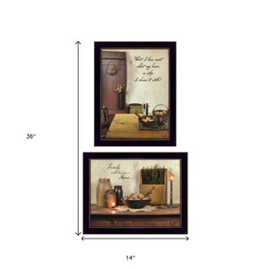 HomeRoots Set of 2 Framed Rectangle Paper Prints – Bold Block-Print Art for Stylish Home Decor Updates 405804