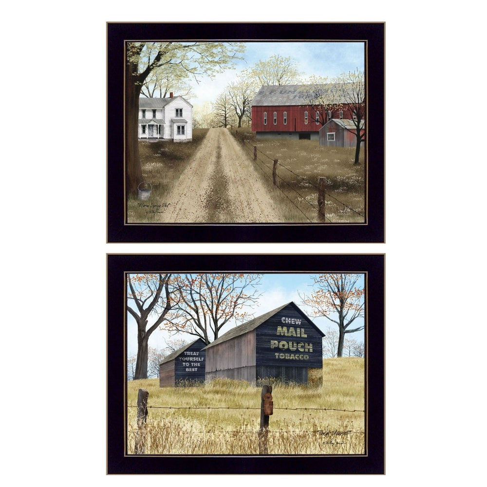 HomeRoots Set of 2 Modern Rectangle Paper Prints - Stylish Block-Print Wall Art for Any Room Décor Upgrade 405806
