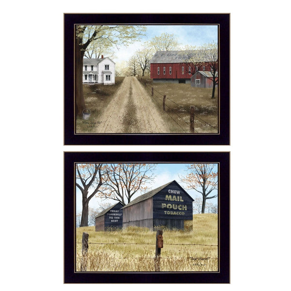 HomeRoots Set of 2 Modern Rectangle Paper Prints - Stylish Block-Print Wall Art for Any Room Décor Upgrade 405806