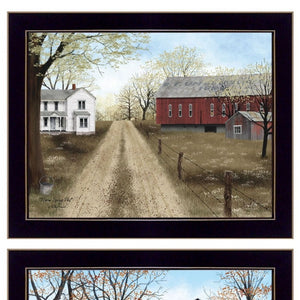 HomeRoots Set of 2 Modern Rectangle Paper Prints - Stylish Block-Print Wall Art for Any Room Décor Upgrade 405806