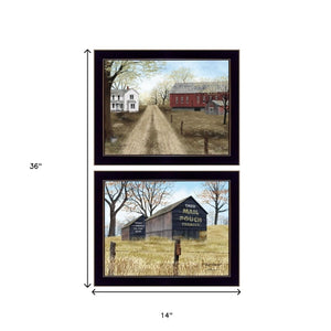 HomeRoots Set of 2 Modern Rectangle Paper Prints - Stylish Block-Print Wall Art for Any Room Décor Upgrade 405806