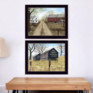 HomeRoots Set of 2 Modern Rectangle Paper Prints - Stylish Block-Print Wall Art for Any Room Décor Upgrade 405806