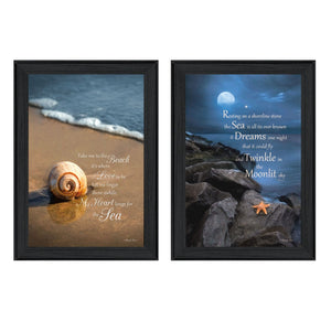 HomeRoots Set of 2 Framed Coastal Art Prints - Modern Beach & Ocean Decor for Stylish Home Refresh 405811