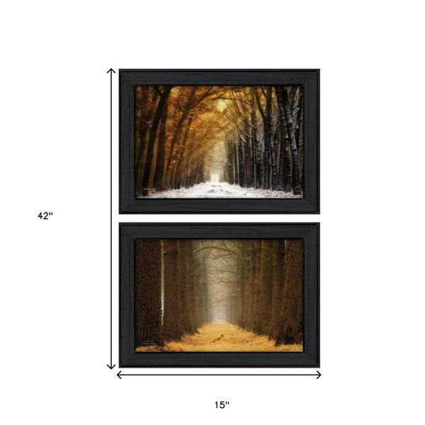 HomeRoots Set of 2 Framed Contemporary Mixed-Media Art Prints for Modern Home Decor - Ready to Hang! 405814