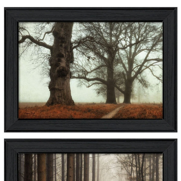 HomeRoots Set of 2 Framed Rectangle Prints - Modern Block-Print Art for Stylish Home Decor & Easy Wall Refresh 405815