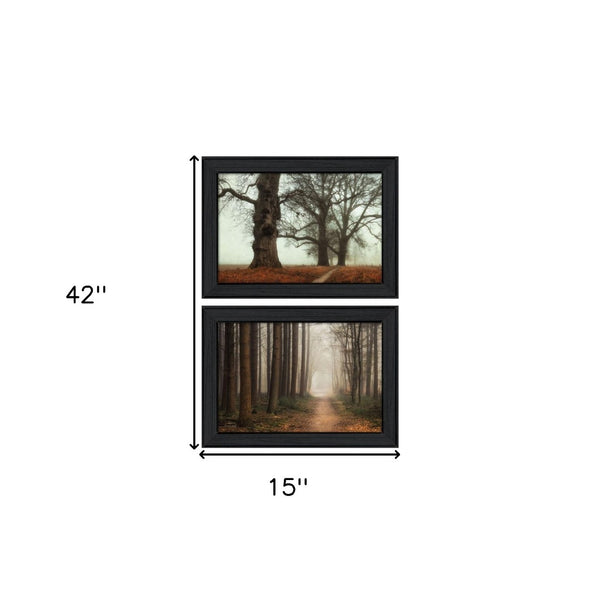 HomeRoots Set of 2 Framed Rectangle Prints - Modern Block-Print Art for Stylish Home Decor & Easy Wall Refresh 405815