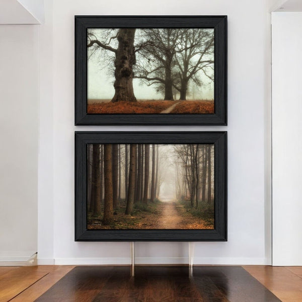 HomeRoots Set of 2 Framed Rectangle Prints - Modern Block-Print Art for Stylish Home Decor & Easy Wall Refresh 405815