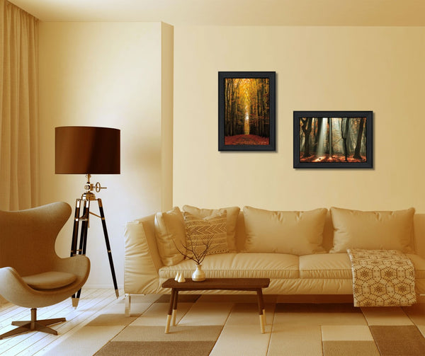 HomeRoots Set of 2 Stylish Framed Paper Prints - Modern Countryside Decor for Any Room, Ready to Hang 405816