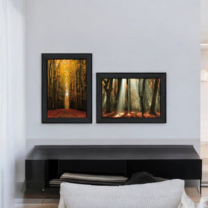 HomeRoots Set of 2 Stylish Framed Paper Prints - Modern Countryside Decor for Any Room, Ready to Hang 405816