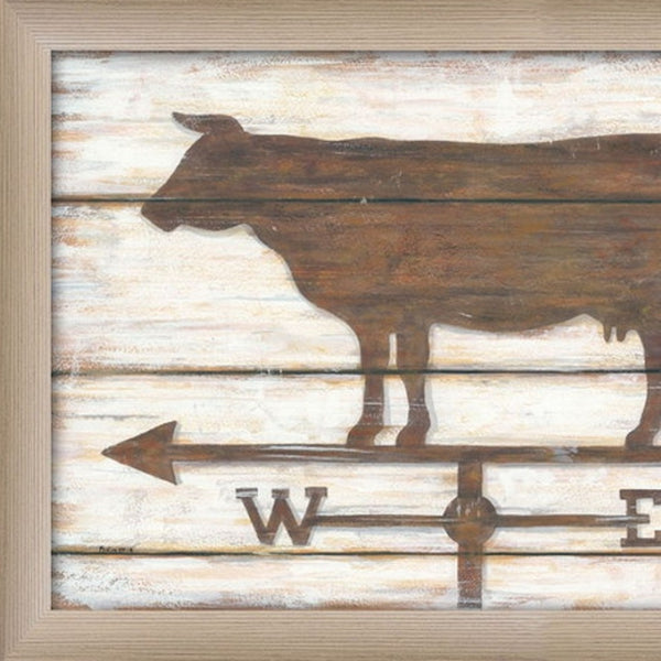 HomeRoots Set of 2 Framed Rustic Cow Paper Prints - Charming Farmhouse Art for Stylish Home Decor Update 405821