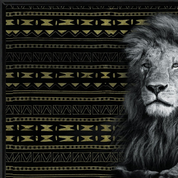 HomeRoots Set of 2 Rectangle Framed Lion Artwork Prints - Bold Contemporary Wall Decor for Any Room 405826
