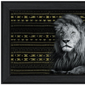 HomeRoots Set of 2 Rectangle Framed Lion Artwork Prints - Bold Contemporary Wall Decor for Any Room 405826
