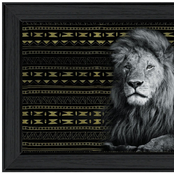 HomeRoots Set of 2 Rectangle Framed Lion Artwork Prints - Bold Contemporary Wall Decor for Any Room 405826