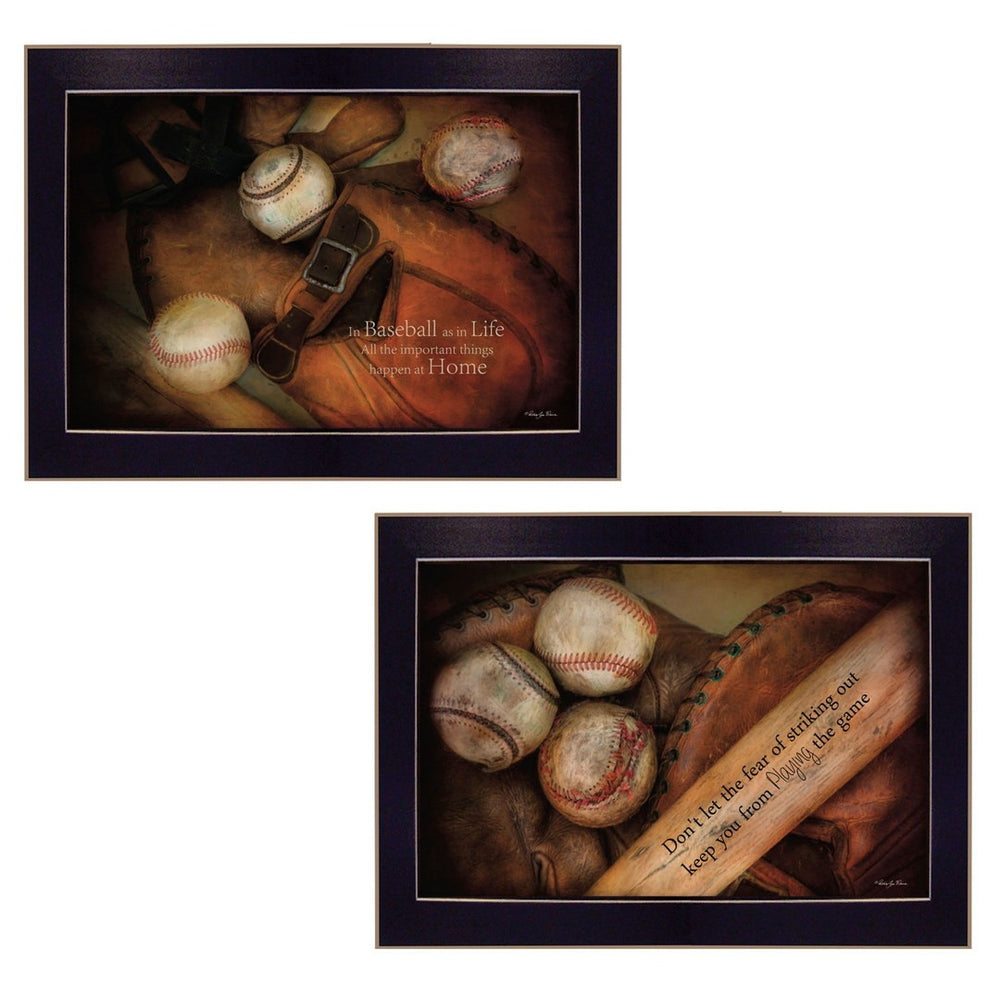 HomeRoots Set of 2 Framed Rectangle Prints - Bold Block-Print Art for Modern Farmhouse Wall Decor 405834