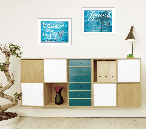HomeRoots Set of 2 Coastal Rectangle Framed Prints - Ocean-Themed Wall Art for Beachy Home Décor Style 405836