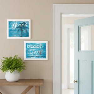 HomeRoots Set of 2 Coastal Rectangle Framed Prints - Ocean-Themed Wall Art for Beachy Home Décor Style 405836