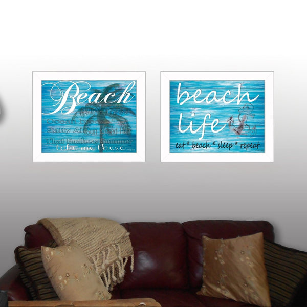 HomeRoots Set of 2 Coastal Rectangle Framed Prints - Ocean-Themed Wall Art for Beachy Home Décor Style 405836