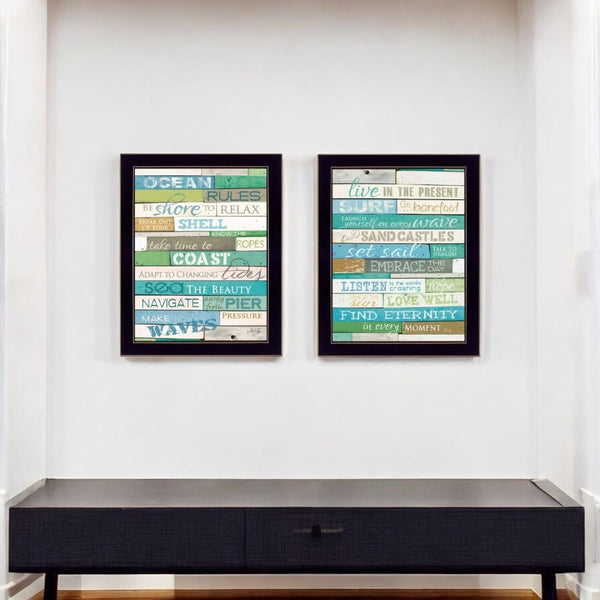 HomeRoots Set of 2 Coastal-Inspired Rectangular Wall Prints | Vibrant Accents for Home Décor Refresh 405840