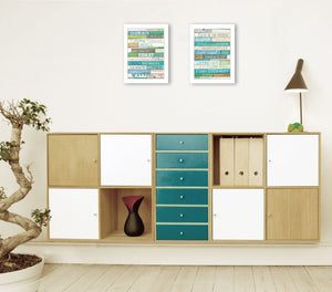 Homeroots Set Of Two Live In The Present White Framed Wall Art Prints - Trendy Home Decor For Modern Spaces  Wood Product Paper Print Uv Coating 405843