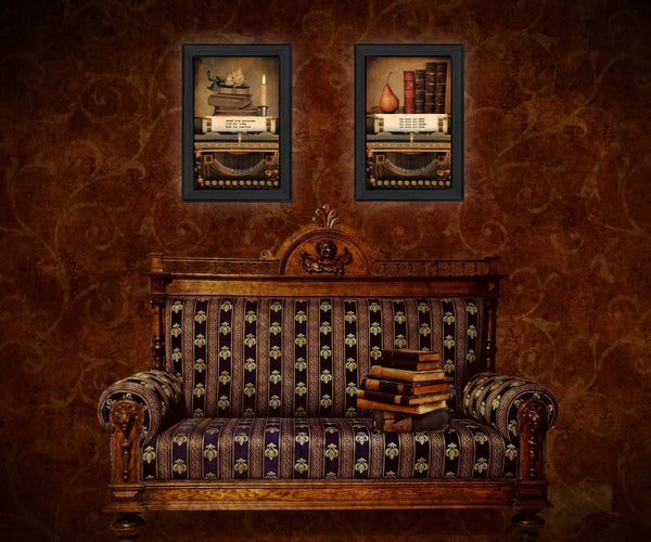 HomeRoots Set of 2 Charming Rectangular Paper Prints - Stylish Wall Art for Countryside & Coastal Decor 405845