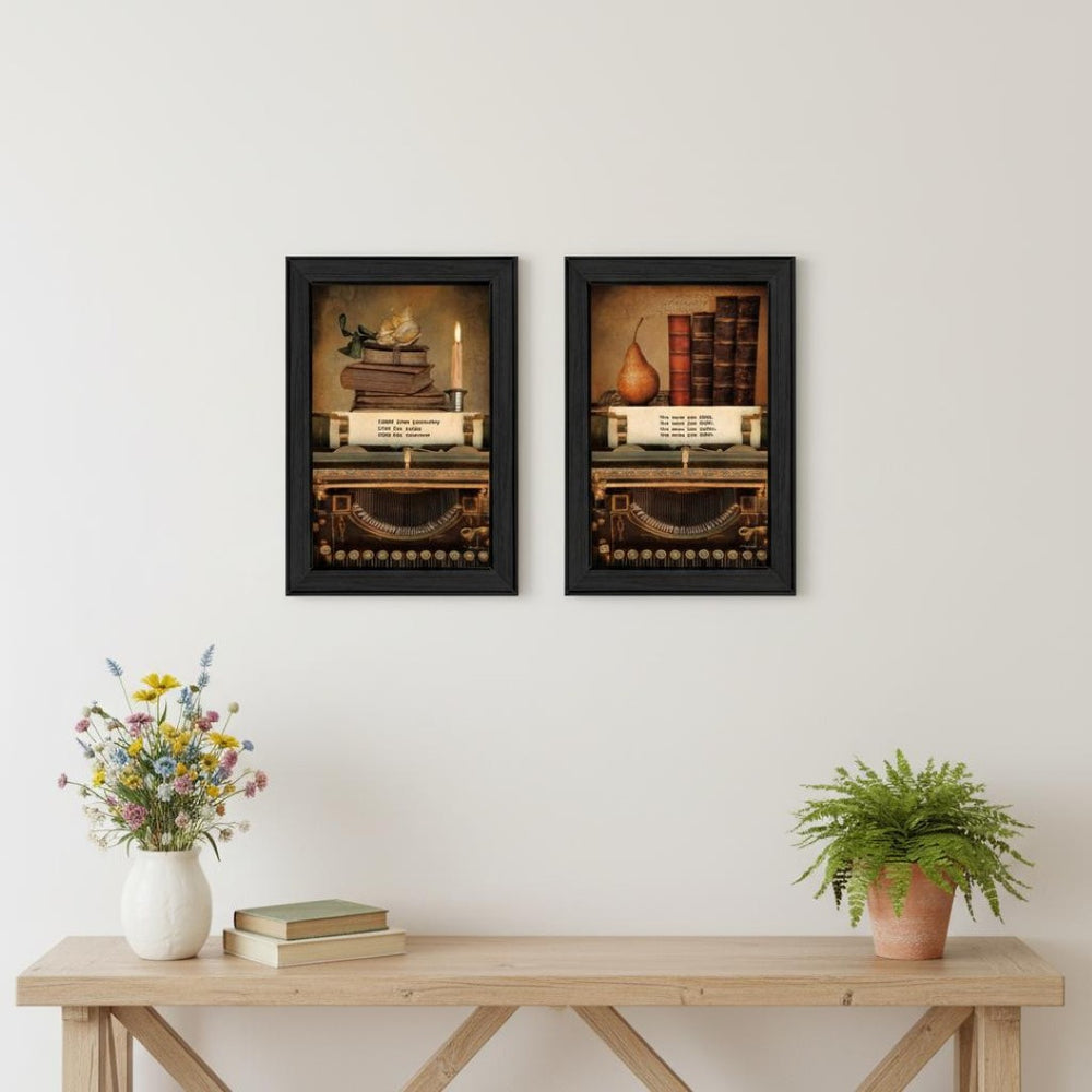 HomeRoots Set of 2 Charming Rectangular Paper Prints - Stylish Wall Art for Countryside & Coastal Decor 405845