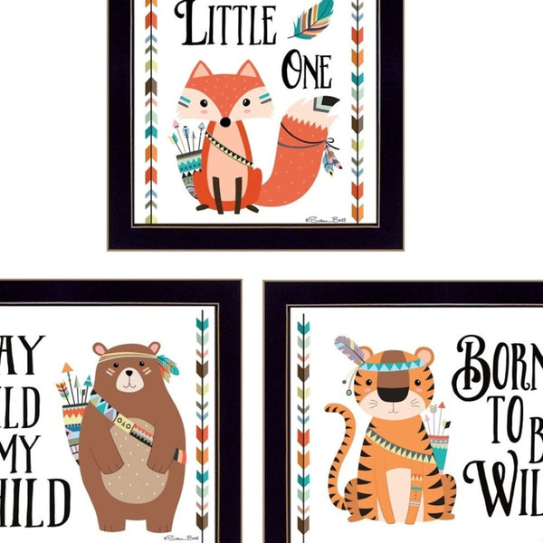 HomeRoots Set of 3 Contemporary Framed Rectangle Art Prints - Stylish Wall Décor for Modern Spaces 405846