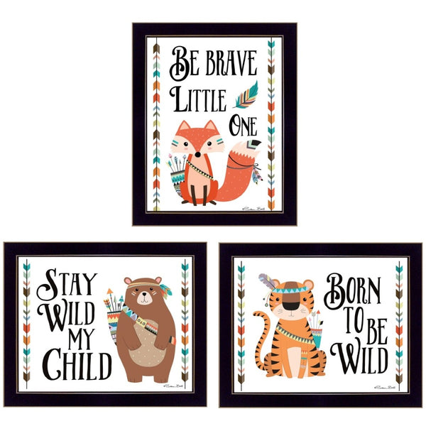 HomeRoots Set of 3 Contemporary Framed Rectangle Art Prints - Stylish Wall Décor for Modern Spaces 405846