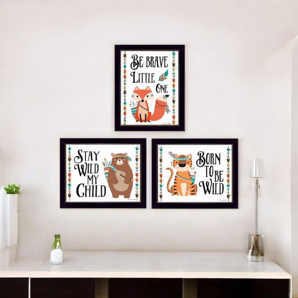 HomeRoots Set of 3 Contemporary Framed Rectangle Art Prints - Stylish Wall Décor for Modern Spaces 405846