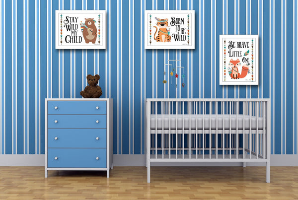 HomeRoots Set of 3 Contemporary Rectangle Wall Art Prints - U.S. States & Territories, Stylish Framed Decor 405847