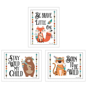 HomeRoots Set of 3 Contemporary Rectangle Wall Art Prints - U.S. States & Territories, Stylish Framed Decor 405847